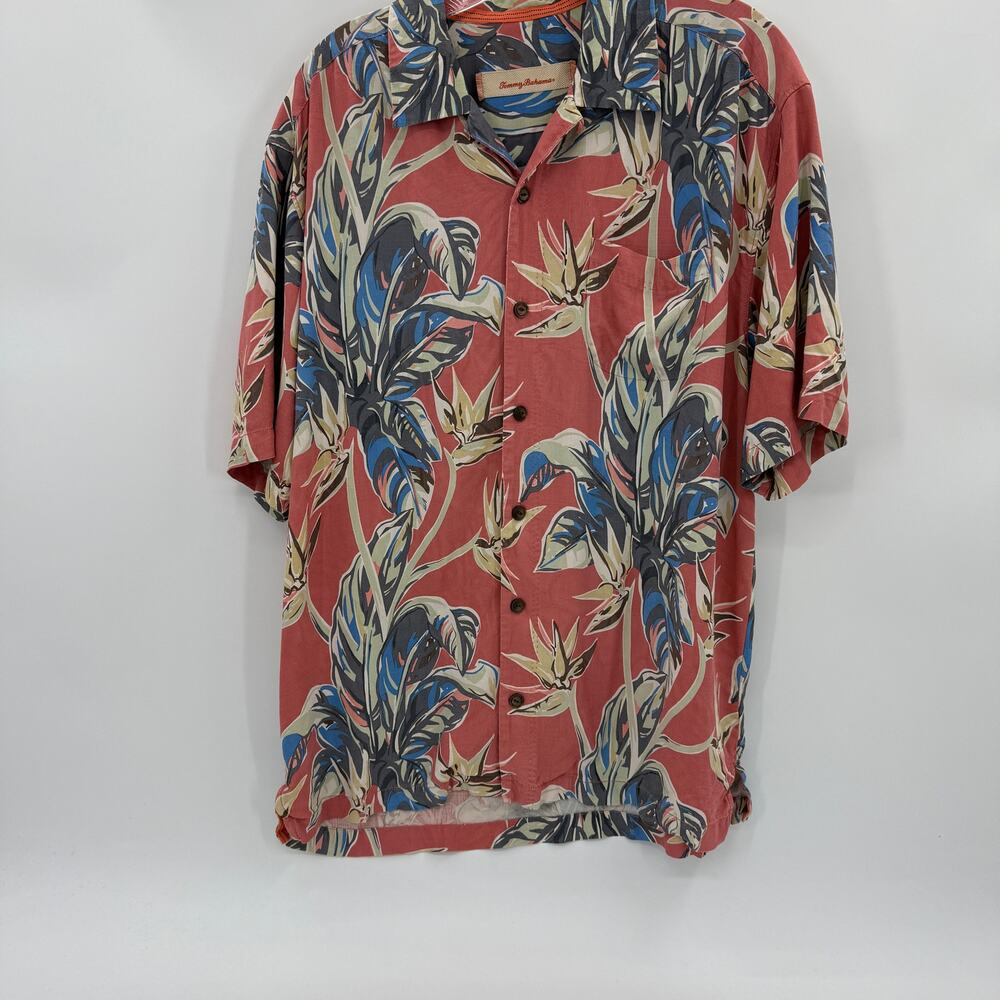 TOMMY BAHAMA Mens Washable Silk Button Up Shirt Size M Short Sleeve Tropical